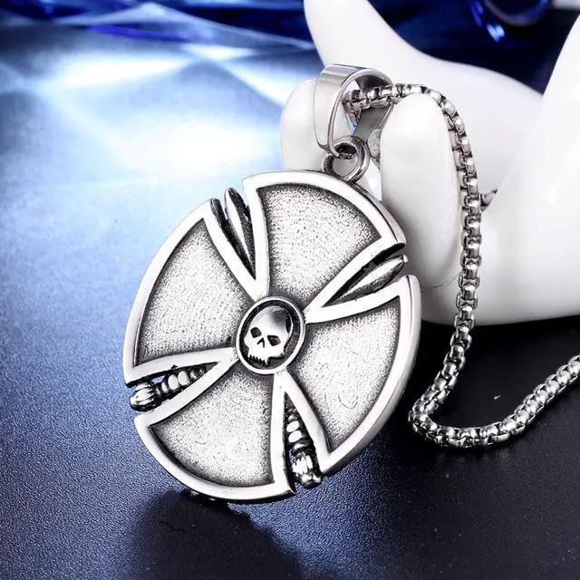 Alt view image 3 of 7 - Stainless Steel Nordic Viking Skulls Pendant Amulet Talisman Necklace