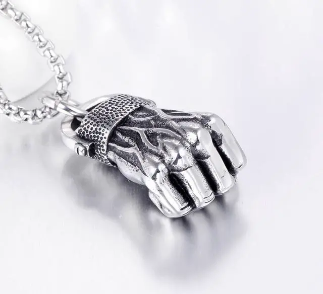 Alt view image 4 of 7 - Stainless Steel Fist Pendant Boxing Sports Fitness Necklace Hip Hop Punk Jewelry Boxer Gift