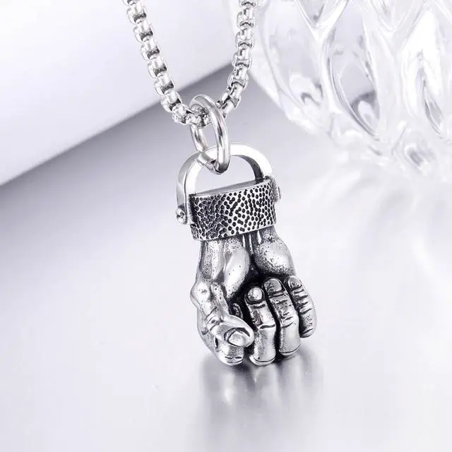 Alt view image 7 of 7 - Stainless Steel Fist Pendant Boxing Sports Fitness Necklace Hip Hop Punk Jewelry Boxer Gift