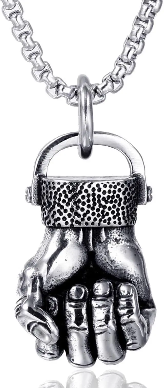 Main image of Stainless Steel Fist Pendant Boxing Sports Fitness Necklace Hip Hop Punk Jewelry Boxer Gift