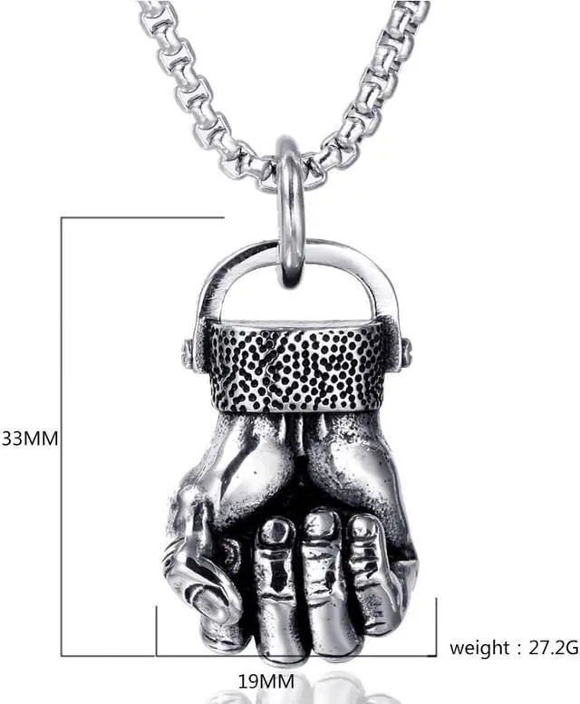 Alt view image 2 of 7 - Stainless Steel Fist Pendant Boxing Sports Fitness Necklace Hip Hop Punk Jewelry Boxer Gift