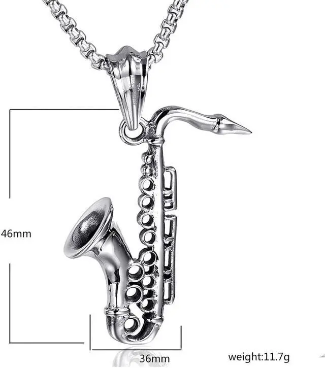 Alt view image 2 of 7 - Stainless Steel Saxophone Necklace Instrument Pendant Gifts for Music Lovers