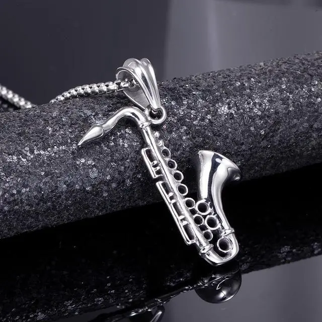 Alt view image 5 of 7 - Stainless Steel Saxophone Necklace Instrument Pendant Gifts for Music Lovers