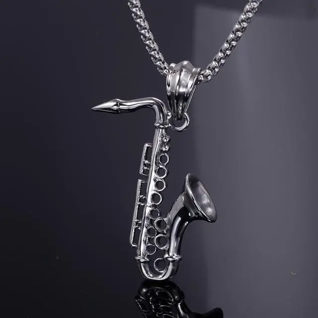Alt view image 7 of 7 - Stainless Steel Saxophone Necklace Instrument Pendant Gifts for Music Lovers