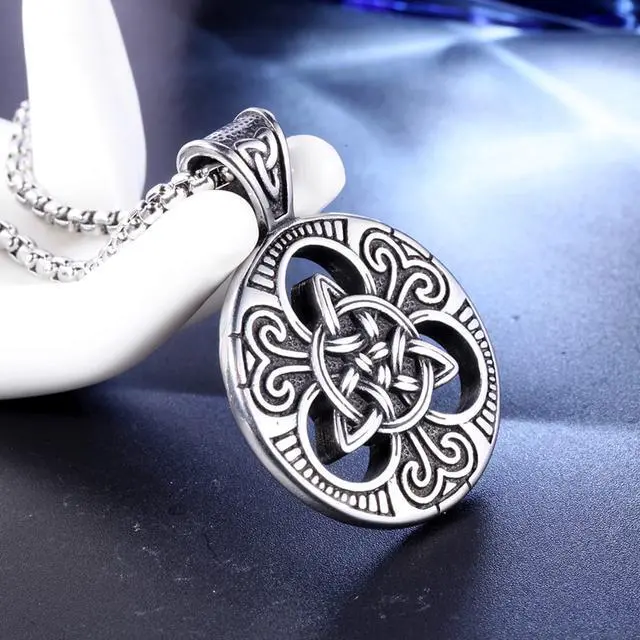 Alt view image 4 of 7 - Viking Norse Rune Celtic Knot Pendant Men Stainless Steel Vintage Talisman Necklace Amulet Jewelry