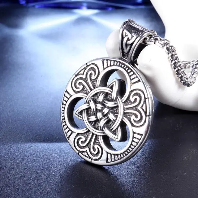 Alt view image 7 of 7 - Viking Norse Rune Celtic Knot Pendant Men Stainless Steel Vintage Talisman Necklace Amulet Jewelry
