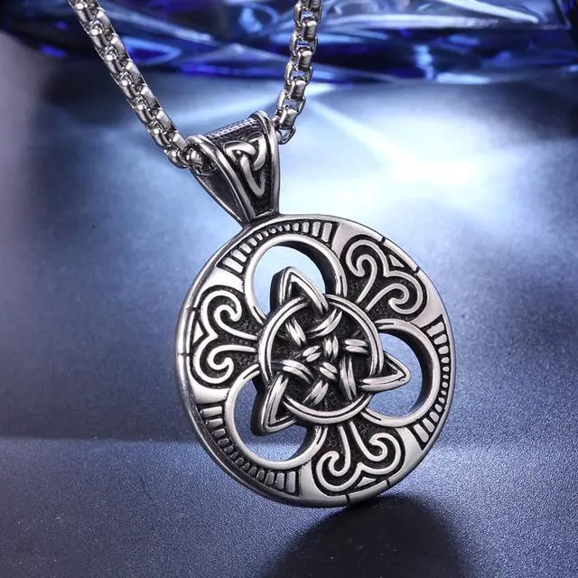 Alt view image 5 of 7 - Viking Norse Rune Celtic Knot Pendant Men Stainless Steel Vintage Talisman Necklace Amulet Jewelry
