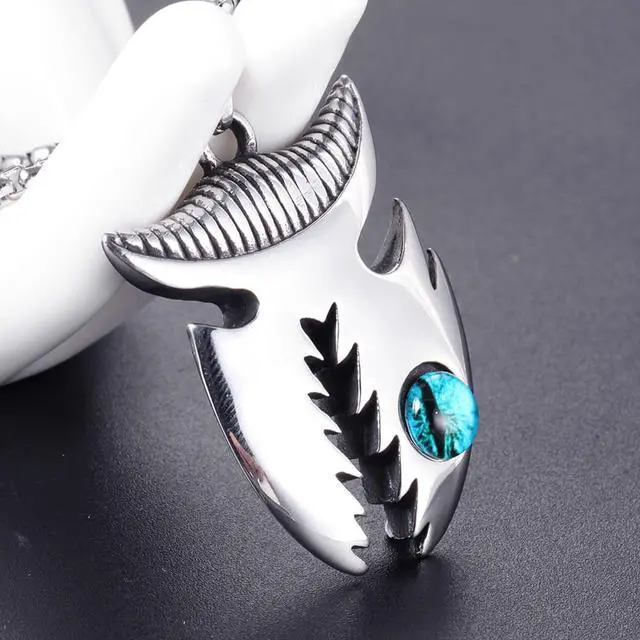 Alt view image 4 of 4 - Men Stainless Steel Shark Necklace Animal Pendant Marine Protector Gift