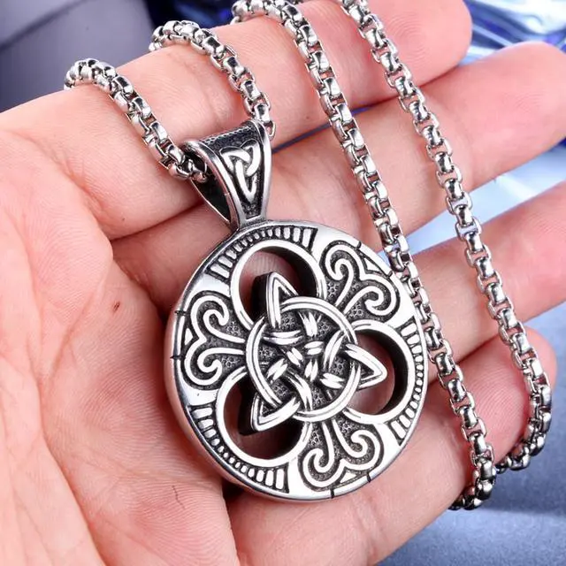 Alt view image 6 of 7 - Viking Norse Rune Celtic Knot Pendant Men Stainless Steel Vintage Talisman Necklace Amulet Jewelry