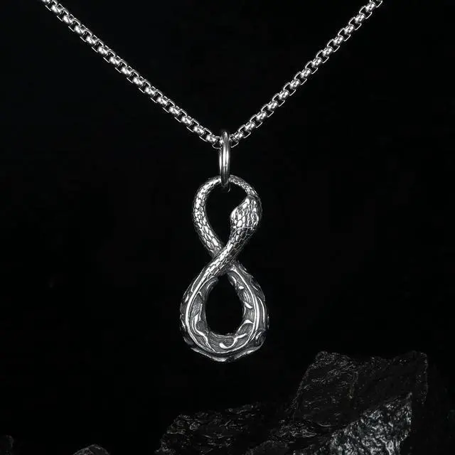 Alt view image 4 of 7 - Viper Cobra Python Serpent Knot Pendant Stainless Steel Punk Hip Hop Necklace Men Jewelry