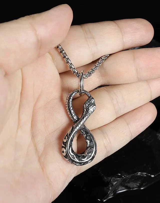 Alt view image 3 of 7 - Viper Cobra Python Serpent Knot Pendant Stainless Steel Punk Hip Hop Necklace Men Jewelry