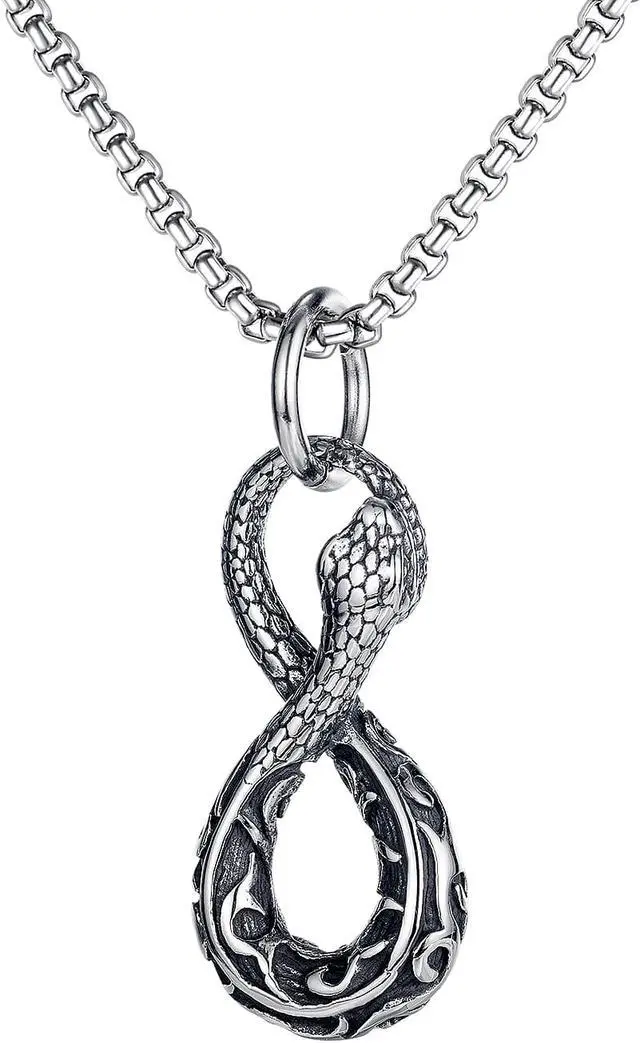 Main image of Viper Cobra Python Serpent Knot Pendant Stainless Steel Punk Hip Hop Necklace Men Jewelry