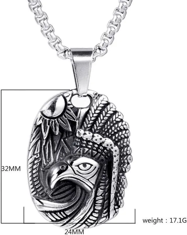Alt view image 2 of 7 - Stainless Steel Hip Hop Punk America Native Indian Necklace Personalized Men Tribe Dog Tag Sun Eagle Pendant