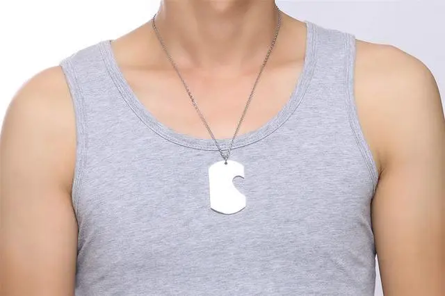 Alt view image 6 of 7 - Men Women Stainless Steel Dog Tag Love Heart Puzzle Pendant Couples Necklaces