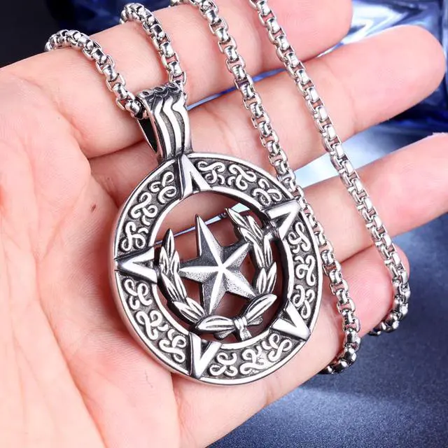 Alt view image 3 of 7 - Celtic Pentagram Necklace Men Pentacle Star Pendant Powerful Talisman Amulet Jewelry