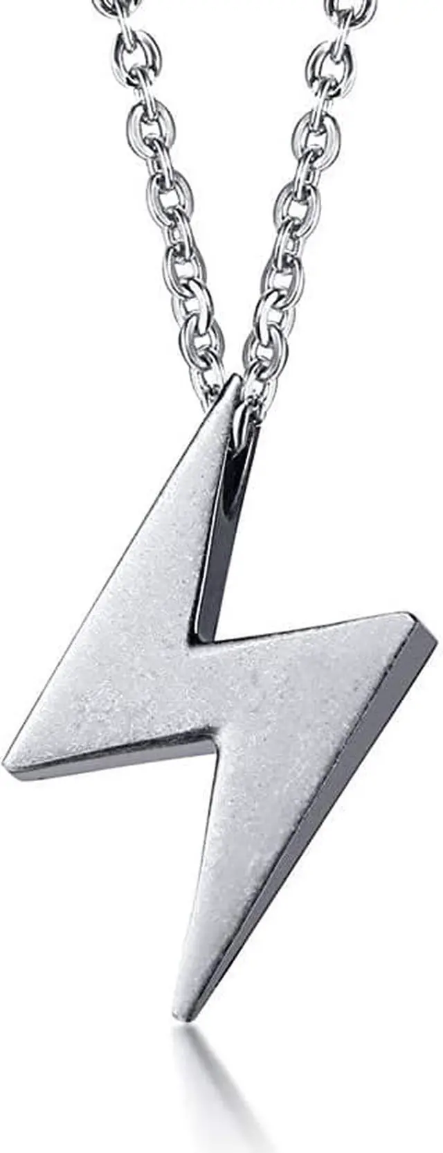 Main image of Gray Geometric Pendant Men Women Stainless Steel Zig Zag Lightning Symbol Necklace