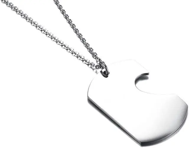 Alt view image 3 of 7 - Men Women Stainless Steel Dog Tag Love Heart Puzzle Pendant Couples Necklaces