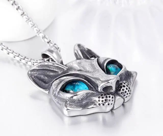 Alt view image 5 of 6 - Wisdom Fox Head Pendant with Blue Eye Animal Jewelry Unisex Themed Gift Necklace