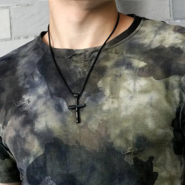 Alt view image 2 of 3 - Men Stainless Steel Baseball Bat Cross Necklace Big Large Crucifix Jewelry