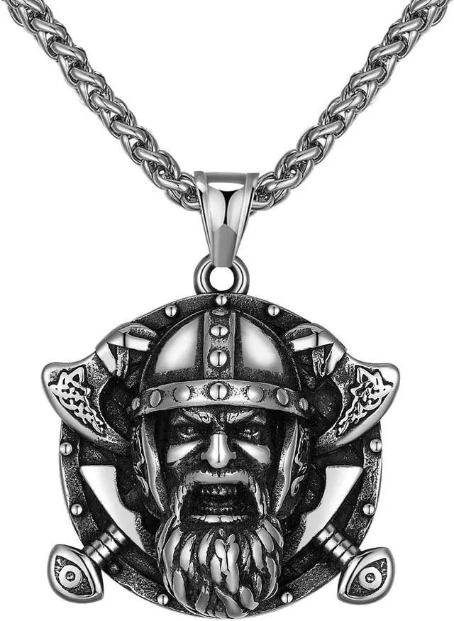 Main image of Men Norse Viking Warrior Axe Necklace Stainless Steel Talisman Jewelry