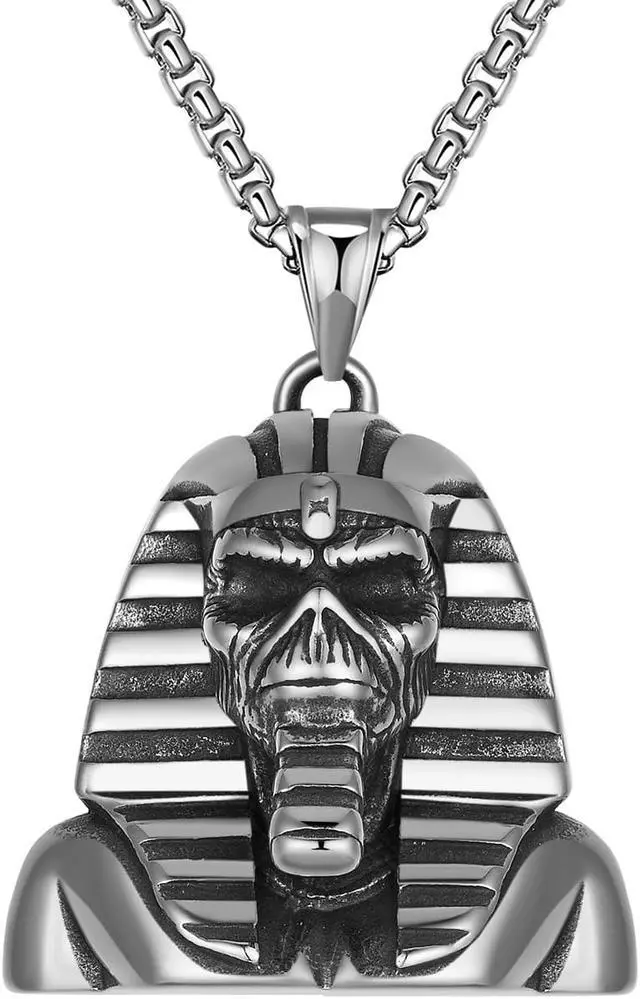 Main image of Stainless Steel Egyptian Pharaoh Sphinx Necklace Men Skull Jewelry