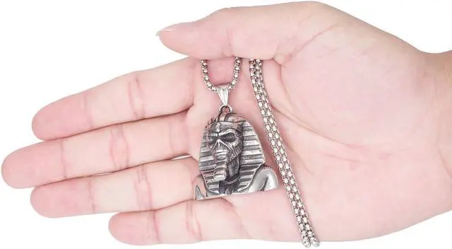 Alt view image 4 of 5 - Stainless Steel Egyptian Pharaoh Sphinx Necklace Men Skull Jewelry