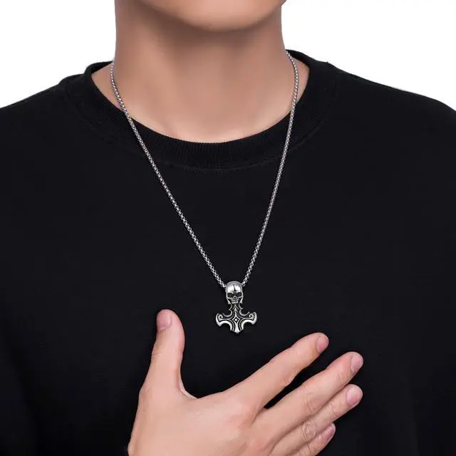 Alt view image 4 of 5 - Men Stainless Steel Pirate Skull Necklace