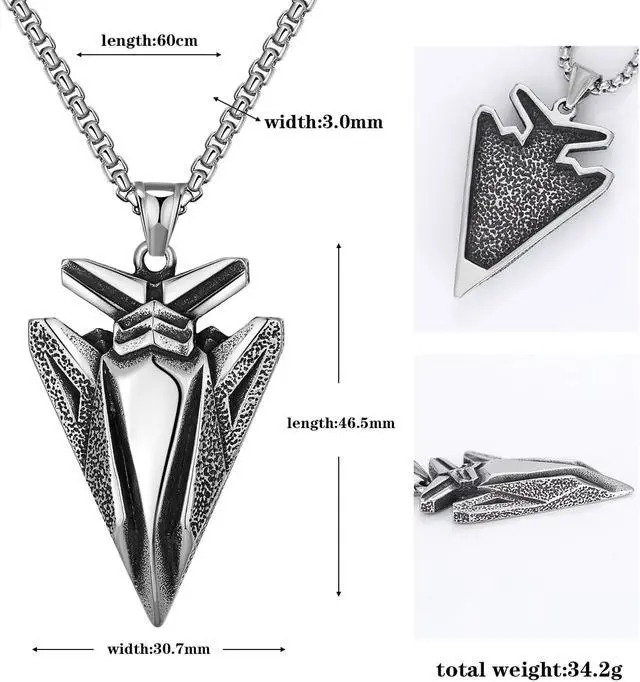 Alt view image 2 of 5 - Men Stainless Steel Arrow Necklace Rock Hip Hop Jewelry