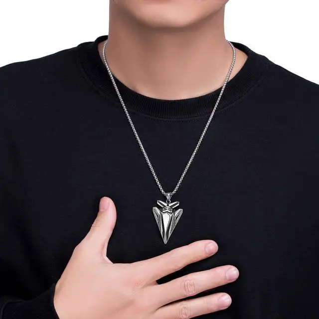 Alt view image 5 of 5 - Men Stainless Steel Arrow Necklace Rock Hip Hop Jewelry