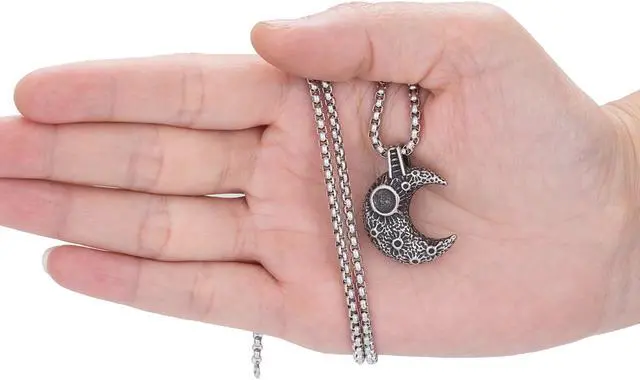 Alt view image 4 of 5 - Men Women Stainless Steel Moon Crescent Necklace