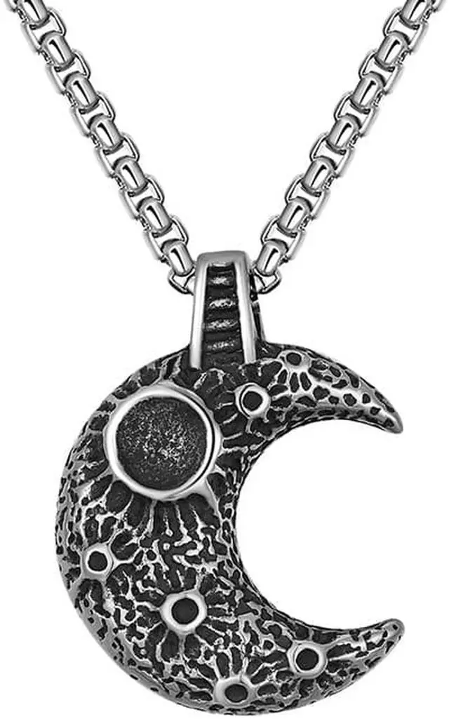 Main image of Men Women Stainless Steel Moon Crescent Necklace