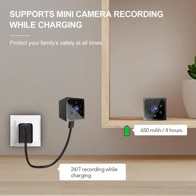 Alt view image 3 of 6 - Spy Camera WiFi Hidden Camera 1080P HD Mini Spy Cam for Home Security Easy to Use Wireless Indoor Smallest Camera with Motion Detection Night Vision