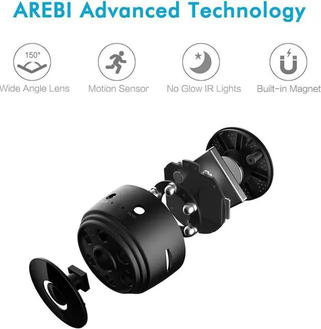 Alt view image 2 of 7 - Hidden Cameras for Home Security, AREBI 1080p HD Mini Spy Camera Wi-Fi Wireless, Small Nanny Camera Indoor with Remote View, Motion Detection, Night Vision, Tiny Spy Cam A10 Plus [Original]