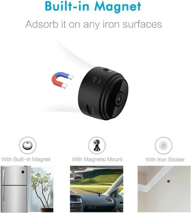 Alt view image 6 of 7 - Hidden Cameras for Home Security, AREBI 1080p HD Mini Spy Camera Wi-Fi Wireless, Small Nanny Camera Indoor with Remote View, Motion Detection, Night Vision, Tiny Spy Cam A10 Plus [Original]