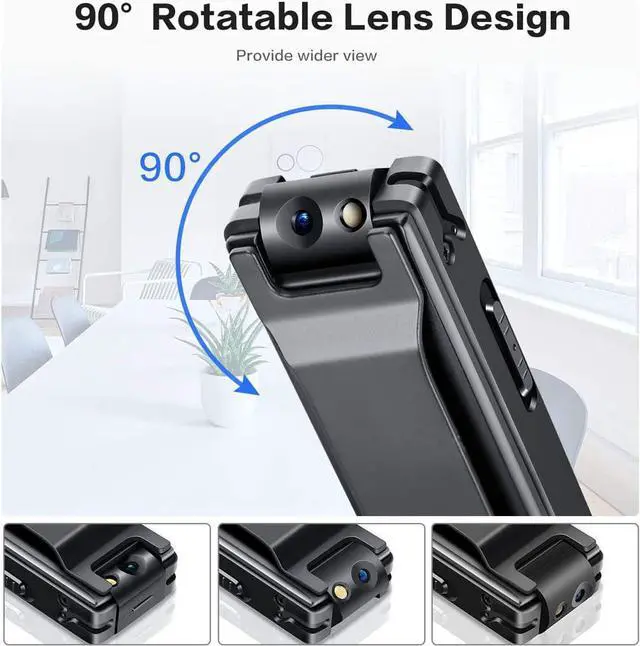 Alt view image 2 of 7 - Camera no WiFi Needed - Mini Body Camera Video Recorder - Camera Motion Activated - Nanny Small Cam - Tiny Camera - Small Security Camera for Home and Office (with 32G high-Speed Memory Card)