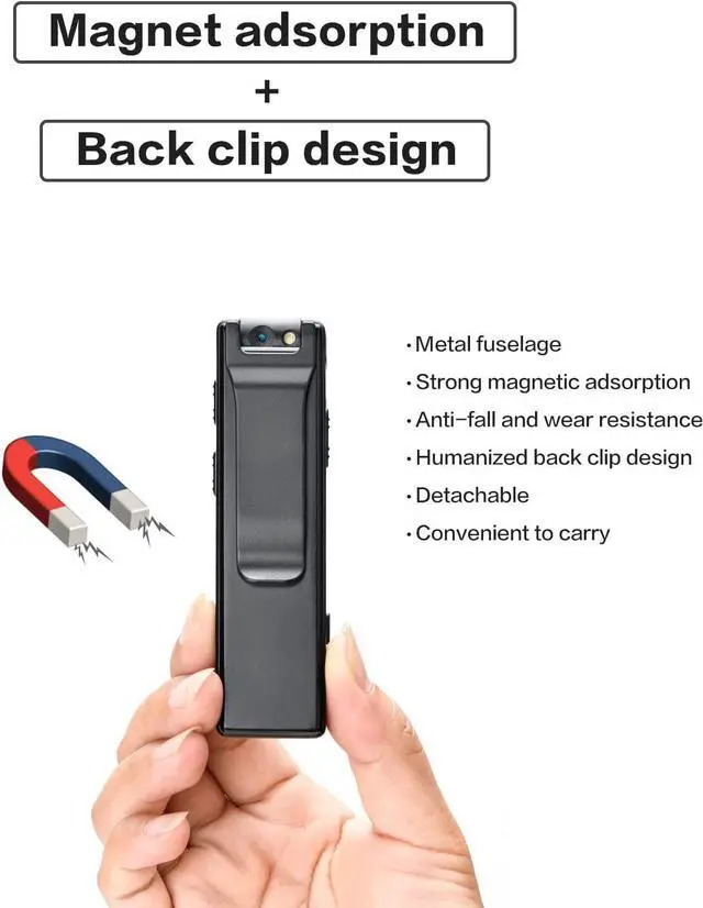 Alt view image 5 of 7 - Camera no WiFi Needed - Mini Body Camera Video Recorder - Camera Motion Activated - Nanny Small Cam - Tiny Camera - Small Security Camera for Home and Office (with 32G high-Speed Memory Card)