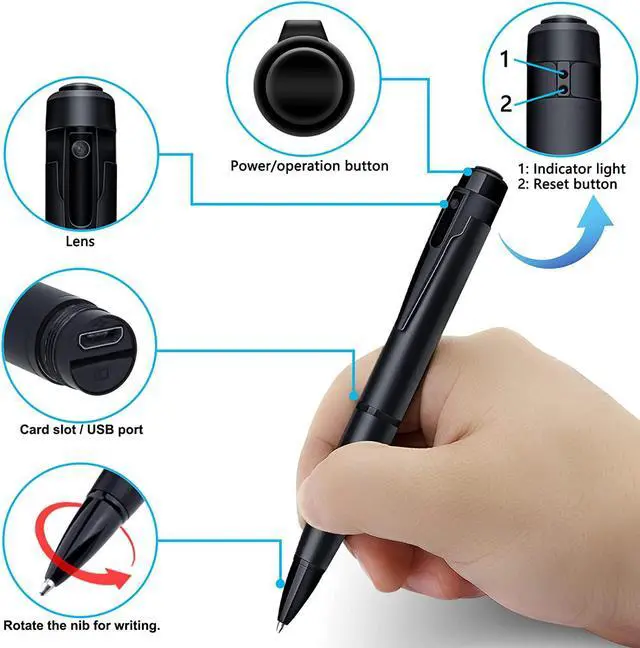 Alt view image 5 of 7 - Spy Camera Hidden Camera Spy Pen Nanny Cam Full HD 1080P with 32GB Pen Camera [ Loop Video or Picture Taking] for Meeting of Room Portable Mini Spy Cam Pen Hidden Secret Camera Spy Camera Pen