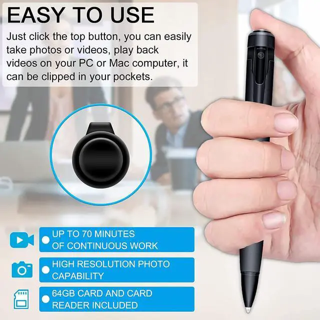 Alt view image 4 of 7 - Spy Camera Hidden Camera Spy Pen Nanny Cam Full HD 1080P with 32GB Pen Camera [ Loop Video or Picture Taking] for Meeting of Room Portable Mini Spy Cam Pen Hidden Secret Camera Spy Camera Pen
