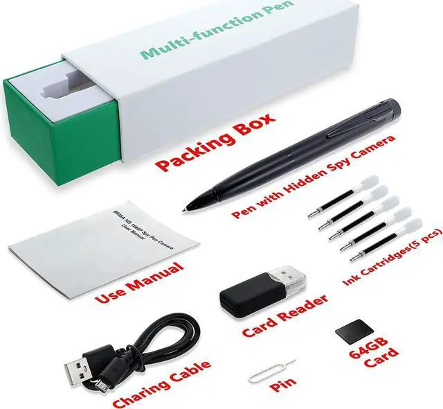 Alt view image 7 of 7 - Spy Camera Hidden Camera Spy Pen Nanny Cam Full HD 1080P with 32GB Pen Camera [ Loop Video or Picture Taking] for Meeting of Room Portable Mini Spy Cam Pen Hidden Secret Camera Spy Camera Pen
