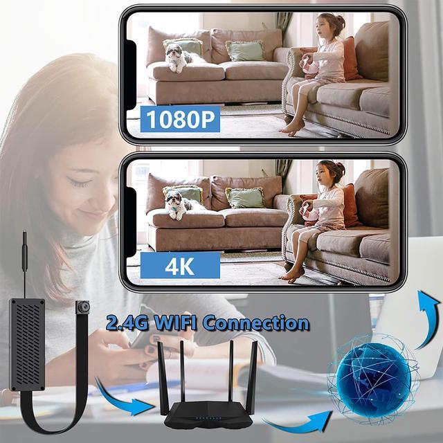 Alt view image 2 of 7 - Spy Camera Hidden Camera Nanny Cam, MITUUT Mini Camera 4K Ultra HD with Wireless WiFi Camera, Portable Home Security Indoor Outdoor Secret Pinhole Small Camera