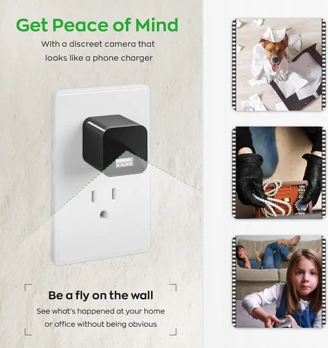 Alt view image 2 of 6 - USB Hidden Camera Charger - 1080p HD Spy Camera No WiFi Needed - Mini Nanny Cam Wall Charger - Secret Hidden Cameras for Home Security, Office, Baby, Pets