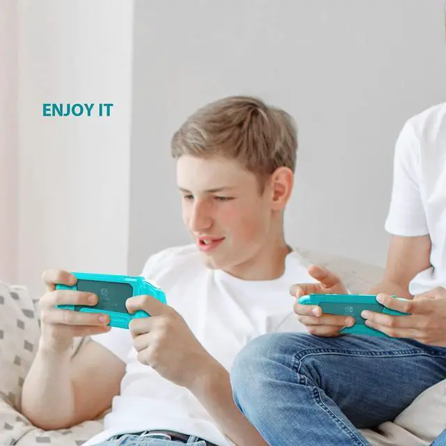 Alt view image 7 of 7 - Switch Lite Case Protective Case for Nintendo Switch Lite, Compatible with Nintendo Switch Lite Screen Protector Cover Hand Grip Case with Detachable TPU+Built-in PC Screen + 2 Thumb Grip Caps, Blue