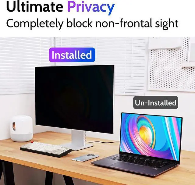 Alt view image 2 of 6 - Computer Privacy Screen 21.5 Inch for 16:9 Widescreen Monitor, Removable 21.5inch Anti Blue Light Anti Glare Monitor Privacy Filter Shield (18 3/4" x 10 9/16")