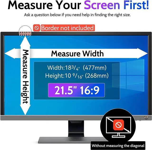 Alt view image 6 of 6 - Computer Privacy Screen 21.5 Inch for 16:9 Widescreen Monitor, Removable 21.5inch Anti Blue Light Anti Glare Monitor Privacy Filter Shield (18 3/4" x 10 9/16")