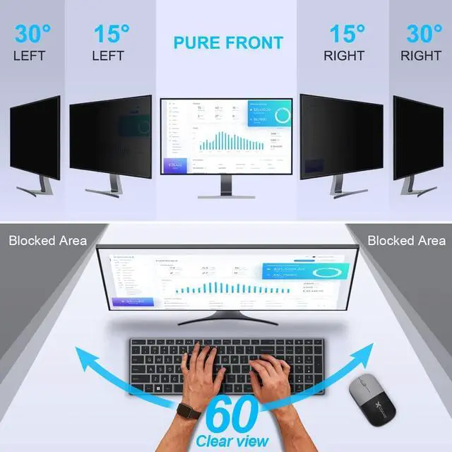 Alt view image 2 of 6 - [2-Pack] 24 Inch Privacy Screen for Monitor Computer Screen Privacy Filter for 16:9 Widescreen Monitor Desktop PC Monitor Privacy Film Monitor Privacy Shield and Anti-Glare Protector