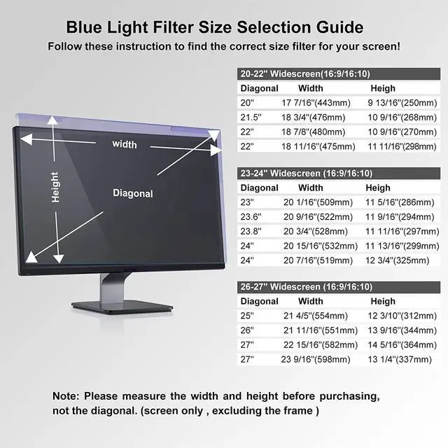 Alt view image 2 of 7 - Anti Blue Light Screen Protector for 25 26 27 inch Universal Desktop Monitor Computer Blue Light Blocking Filter Panel for Eyes - Widescreen Monitor Frame Hanging Type (16:9/16:10)