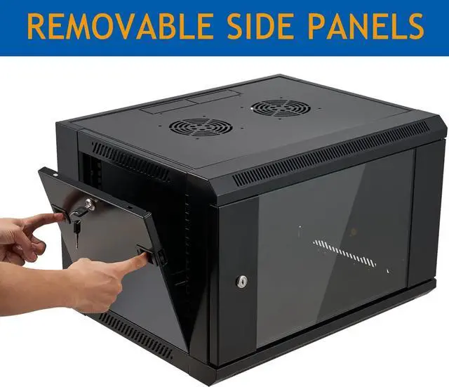 Alt view image 3 of 6 - 6U Wall Mount Server Cabinet Network Rack Enclosure Locking Glass Door by Tedgetal