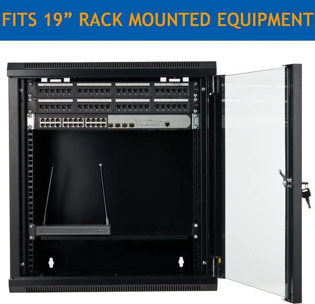 Alt view image 5 of 6 - 6U Wall Mount Server Cabinet Network Rack Enclosure Locking Glass Door by Tedgetal
