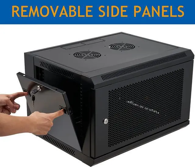 Alt view image 3 of 6 - Tedgetal 6U Wall Mount Server Cabinet Network Rack Vented Enclosure Locking Door
