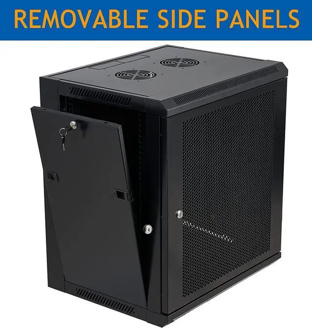 Alt view image 3 of 6 - 12U Wall Mount Server Cabinet Network Rack Vented Enclosure Locking Door